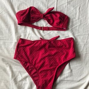High waisted red bikini